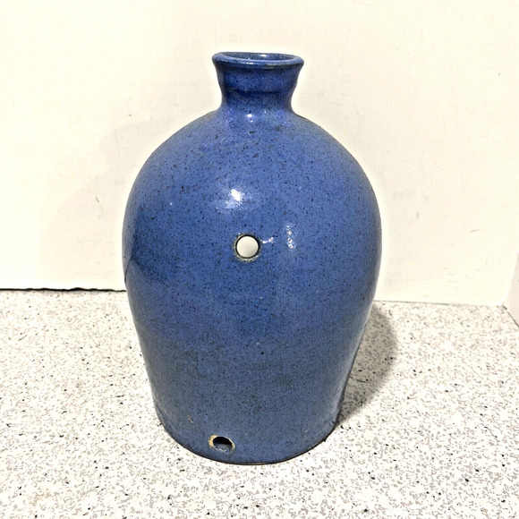 Studio Pottery Candle Holder Wall Sconce Primitive Farmhouse Blue Cottage Decor - Picture 4 of 9